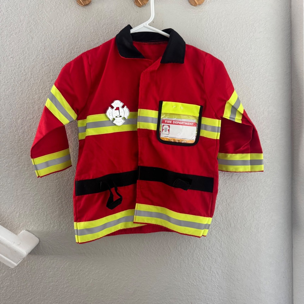 Melissa & Doug Fire Chief Role Play Costume Jacket Red Kids Ages 3-6 93549